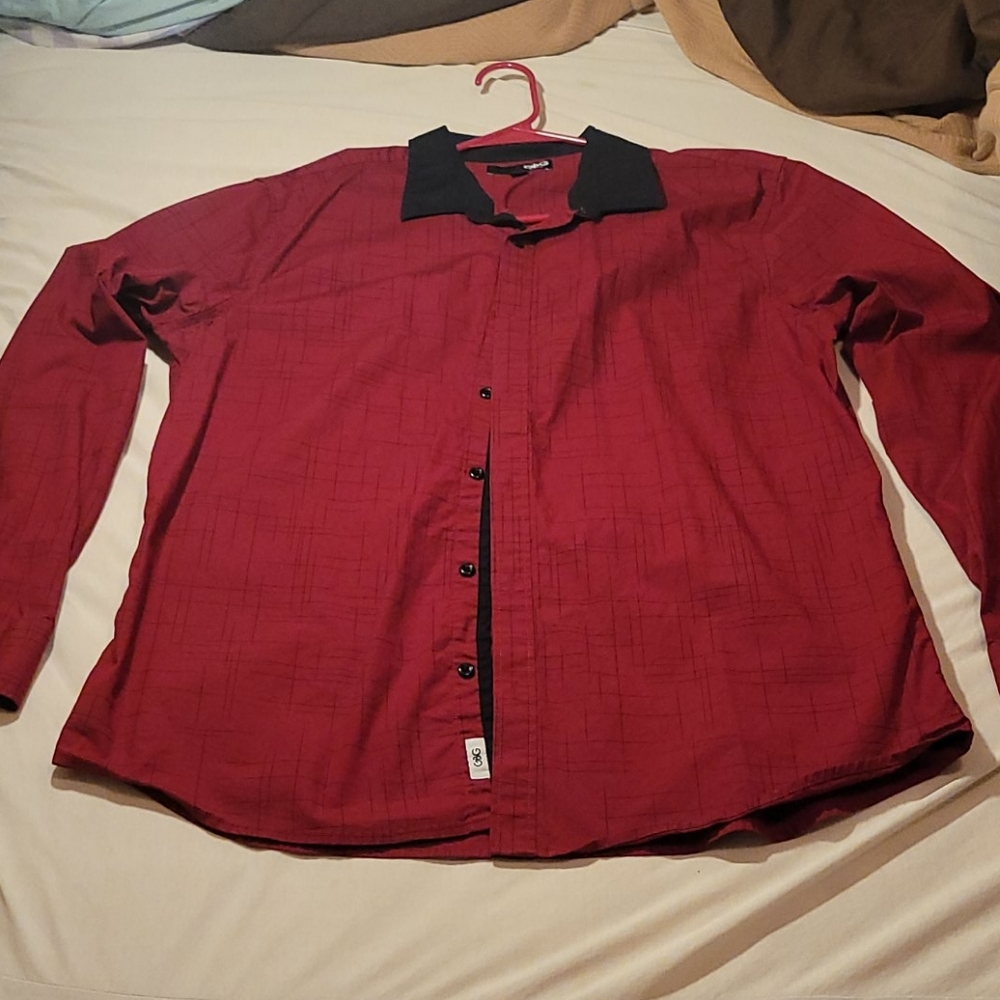 Red blacked stripes dress ahirt